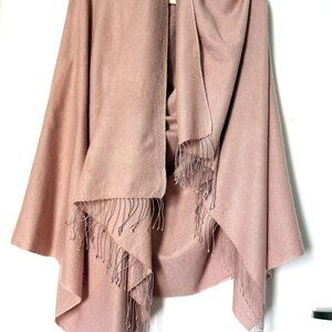 Portolano Wrap Beige/Pink Solid Cashmere Warm Scarf Winters Large Scarf Nepal